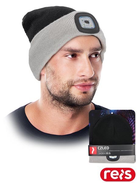 Czapka zimowa z Latarką LED - 3 Tryby Świecenia REIS