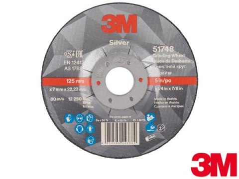 Tarcza Szlifierska T27 – 125 mm, 7 mm Grubość, Opakowanie 10 szt. 3M