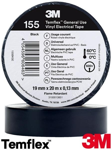 Taśma Elektroizolacyjna 3M™ Temflex™ 155 – Odporna na Warunki Pogodowe 3M