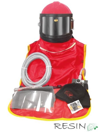 Aparat Wężowy Oddechowy VEGA – Hełm do Śrutowania z Nausznikami, Zgodny z PN-EN 14594 RESIN