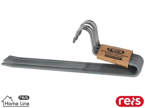 Wieszak na Spodnie Antypoślizgowy PVC | Żelazny 36cm | Chrom | Wieszak z Poprzeczką | Zestaw 10 szt. REIS