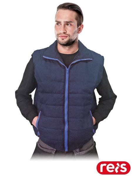 Pikowany Bezrękawnik Męski z Polarową Wyściółką i Kieszeniami na Suwak REIS