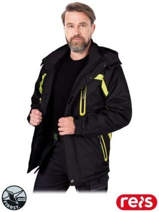 Kurtka Ochronna Ocieplana Męska | Wodoodporna PCV, Polar | Zamek, Napy, Rzepy | Odsuwany Kaptur