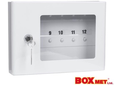 Szafka na 12 kluczy – Stalowa, z szybką plexi i podkładem cynkowym BOXMET LTD.
