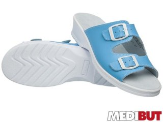 Skórzane Klapki Damskie na Koturnie Profil Ortopedyczny MEDIBUT