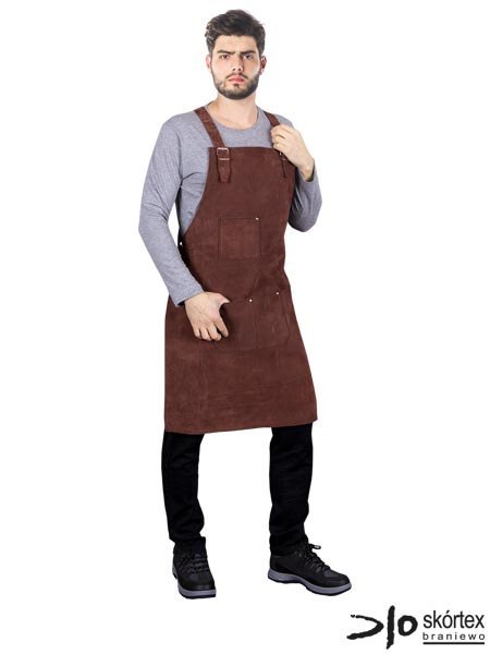 Fartuch Skórzany Rzemieślniczy – Zamszowy, z Trzema Kieszeniami i Regulowanymi Klamrami SKÓRTEX