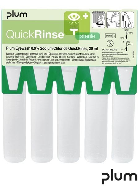 Płyn do Płukania Oczu Eye Wash | 0,9% NaCl | 5x20 ml | Sól Fizjologiczna PLUM