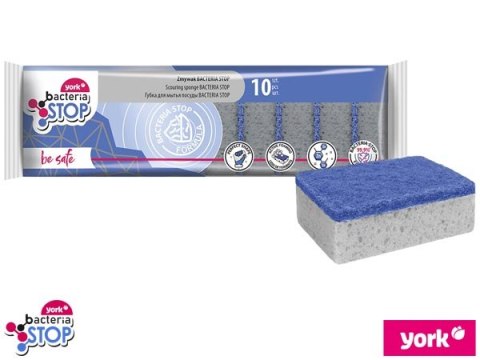 Zmywak antybakteryjny BACTERIA STOP – Ultra-Fresh, wysoka higiena (10 szt.) YORK