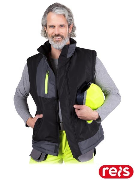 Ocieplana kamizelka robocza - z kieszeniami, odblaskowa REIS