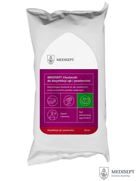 Chusteczki Dezynfekujące MEDISEPT z Gliceryną – 50 szt. do Rąk i Powierzchni MEDISEPT