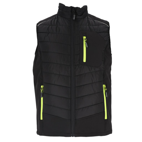 Pikowany bezrękawnik męski - Softshell, 4-kierunkowy stretch, odblaski L.HOLLMAN