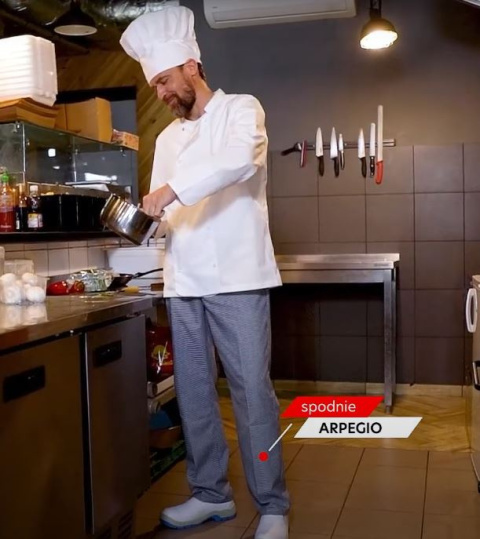 Spodnie do pasa w pepitkę dla gastronomii - z gumką w pasie, 3 kieszenie REIS