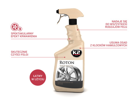 Płyn do mycia felg ROTON 700ml KRWAWIĄCE FELGI K2