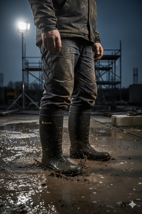 Buty gumowce kalosze bezpieczne S5 MONTER Rozm. 39 z wkładką i podnoskiem