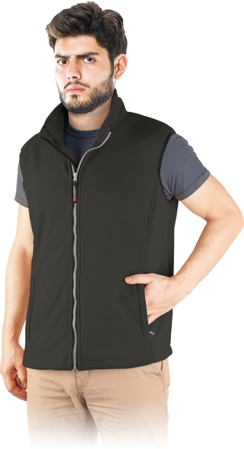 Męski Bezrękawnik Polarowy z Kołnierzem Stójką i Kieszeniami na Suwak REIS