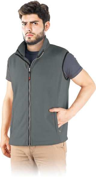 Męski Bezrękawnik Polarowy z Kołnierzem Stójką i Kieszeniami na Suwak REIS