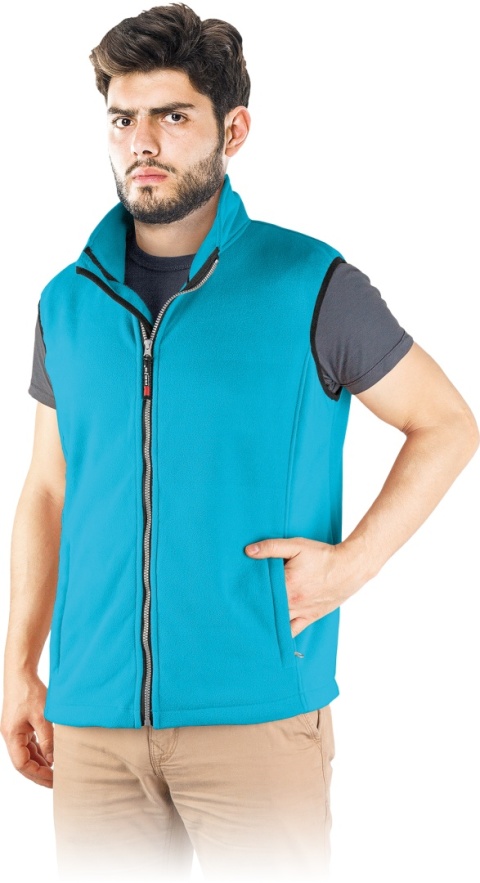 Męski Bezrękawnik Polarowy z Kołnierzem Stójką i Kieszeniami na Suwak REIS