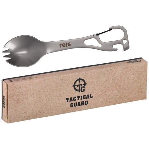 Sztućce Turystyczne 5 w 1 – Ze Stali Nierdzewnej z Karabińczykiem REIS