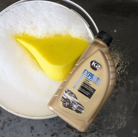 EXPRESS 1L: Super Skoncentrowany Szampon Samochodowy z Obfitą Pianą – Na Ponad 50 Myć K2