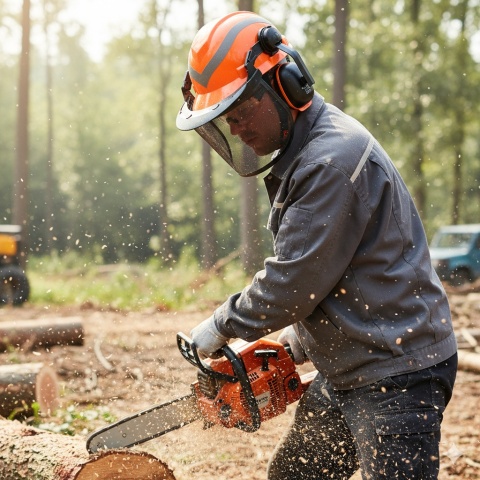 Zestaw ochronny dla pilarza KASK + SŁUCHAWKI + OCHRONA TWARZY