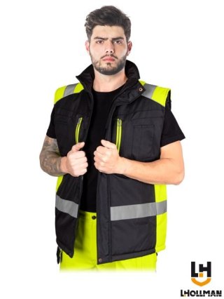 Bezrękawnik Ochronny Ocieplany | Kamizelka Robocza z Odblaskami | Wodoodporny PU L.HOLLMAN