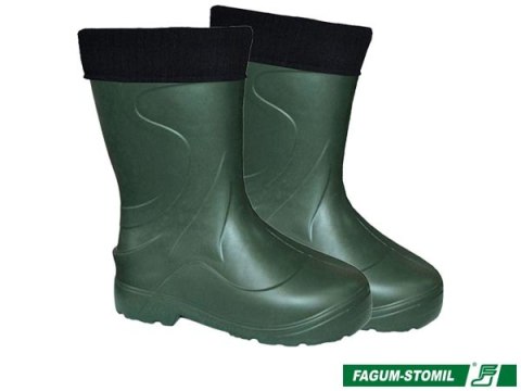 Lekkie Kalosze Damskie VERONA EVA | Ocieplane | Antypoślizgowe SRC | Białe / Zielone FAGUM-STOMIL