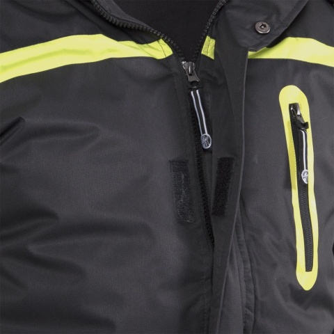 Kurtka Ochronna Ocieplana Męska | Wodoodporna PCV, Polar | Zamek, Napy, Rzepy | Odsuwany Kaptur