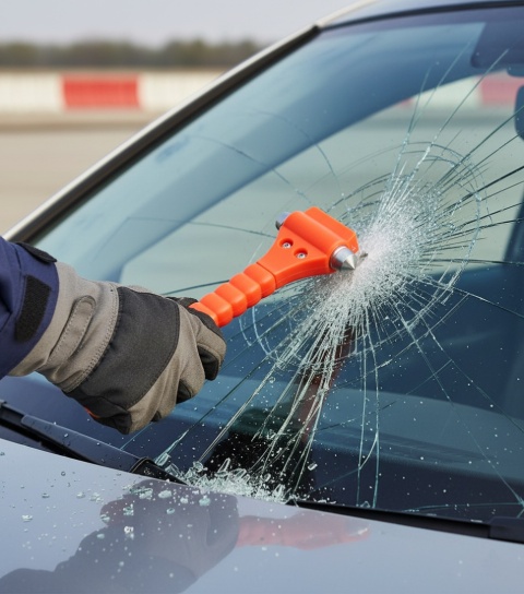 Młotek Bezpieczeństwa Zbijak do Szyb + Nóż do Pasów | Ratunkowy | Samochodowy Uchwyt | Must Have BHP