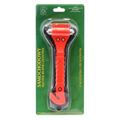 Młotek Bezpieczeństwa Zbijak do Szyb + Nóż do Pasów | Ratunkowy | Samochodowy Uchwyt | Must Have BHP