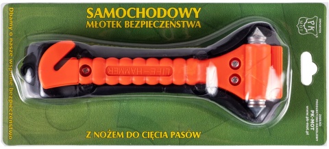 Młotek Bezpieczeństwa Zbijak do Szyb + Nóż do Pasów | Ratunkowy | Samochodowy Uchwyt | Must Have BHP