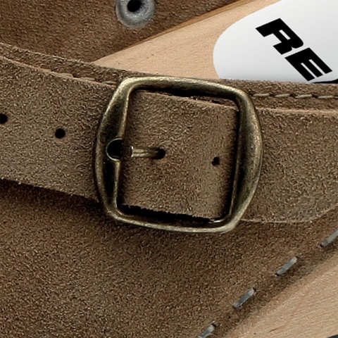 Drewniaki Zdrowotne z Paskiem | Skóra Welurowa | Antypoślizgowe | EN 20347 MEDIBUT