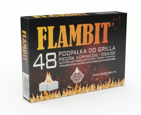 Podpałka Biała Kostka 48 szt. | Do Grilla, Kominka i Pieca | Mocna Flambit