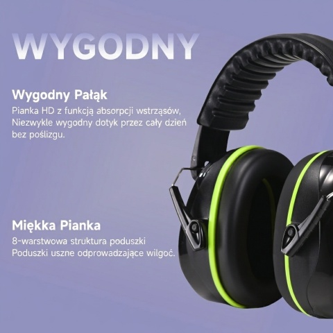 Ochronniki Przeciwhałasowe Safeyear EM-1B | SNR 31dB | EN 352-1 Czarne fluo