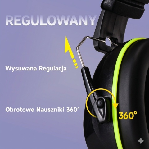 Ochronniki Przeciwhałasowe Safeyear EM-1B | SNR 31dB | EN 352-1 Czarne fluo
