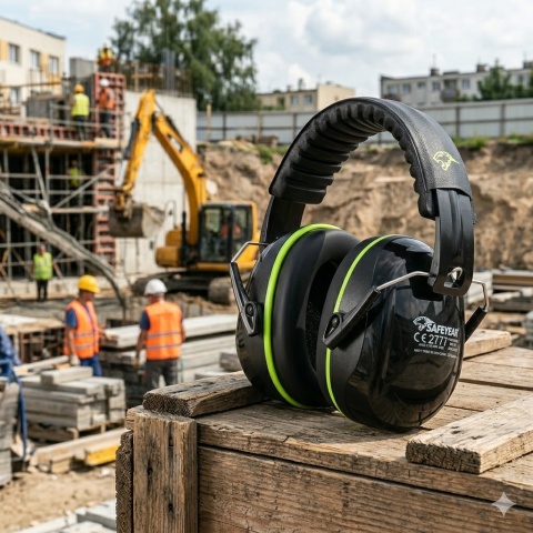 Ochronniki Przeciwhałasowe Safeyear EM-1B | SNR 31dB | EN 352-1 Czarne fluo