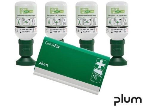 Zestaw Plum: 4x Płyn do Oczu 0.9% NaCl (Sól Fizjologiczna) + Dyspenser QuickFix PLUM