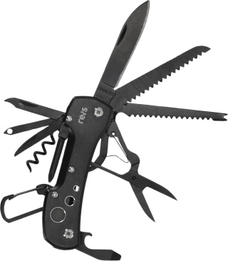Scyzoryk Wielofunkcyjny 15 w 1 | Aluminiowa Rękojeść, Karabińczyk | Stal Nierdzewna | Survival, Wędkarstwo