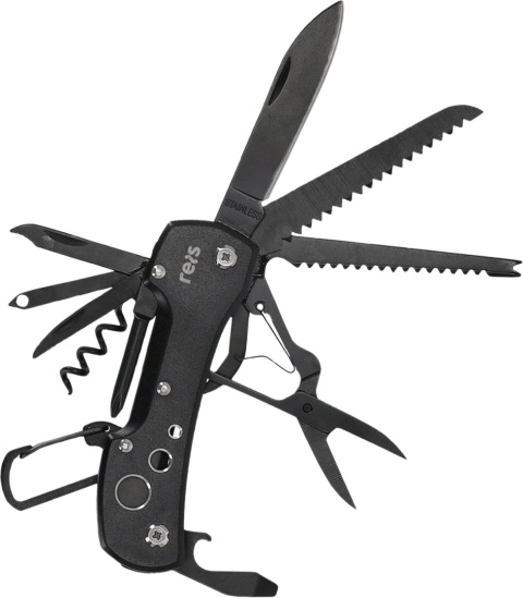 Scyzoryk Wielofunkcyjny 15 w 1 | Aluminiowa Rękojeść, Karabińczyk | Stal Nierdzewna | Survival, Wędkarstwo