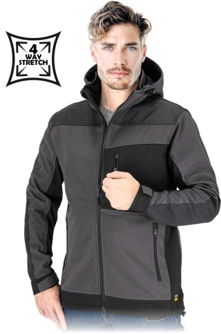 Męska Kurtka Ochronna Softshell 4-Way Stretch (280 g/m²) z Membraną TPU, Wstawkami Oxford i Odpinanym Kapturem