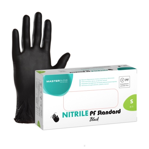 Czarnie Rękawice Nitrylowe Bezpudrowe Master Glove Nitrile PF 100 szt. (Rozmiar L)