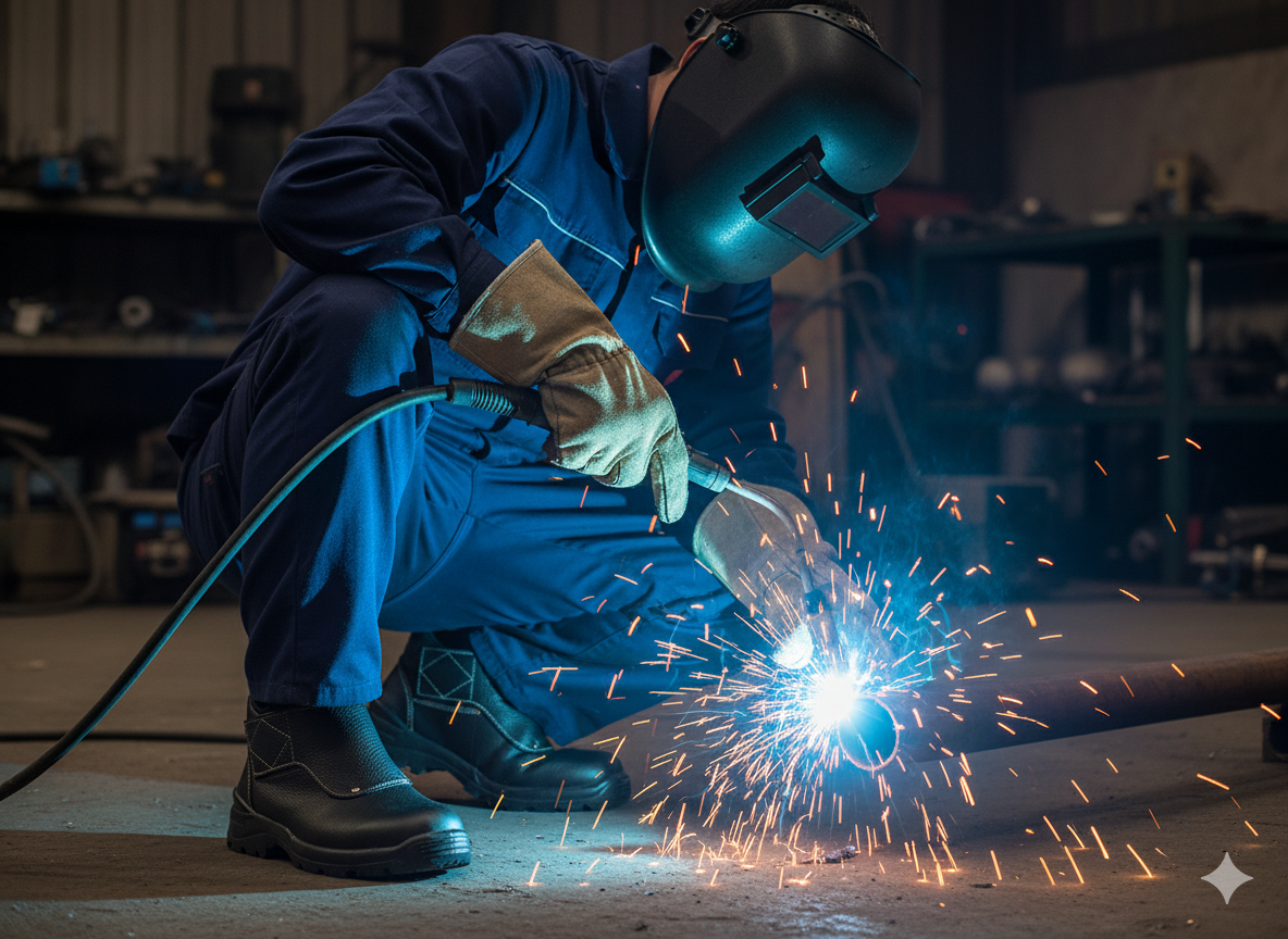 Obuwie dla Spawacza: Ochrona Stóp Przed Iskrą i Gorącem – Normy, Klasy i Niezbędne Cechy BHP
