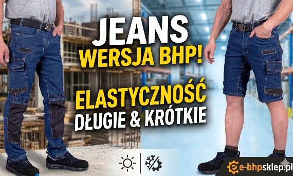 Spodnie robocze z elastycznego jeansu (wersja długa i krótka Reis)
